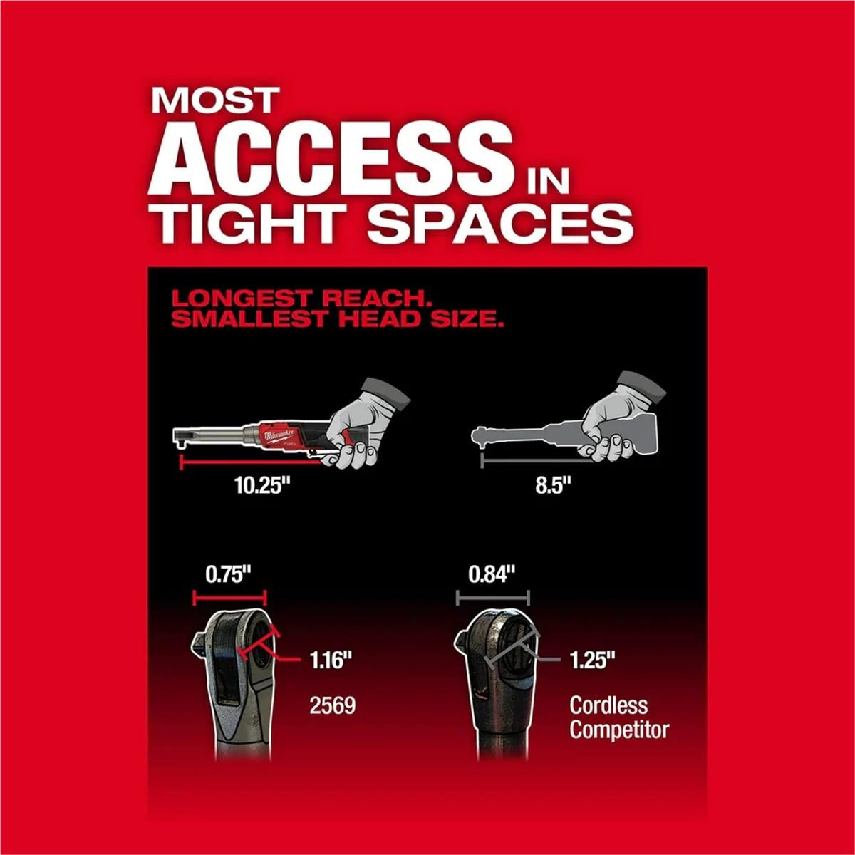 Milwaukee Tool M12 FUEL 3/8" Extended Reach High Speed Ratchet